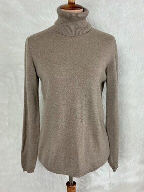 Loro Piana Brown 100% Cashmere Long Sleeve Ribbed Turtleneck Sweater EU 48 US L
